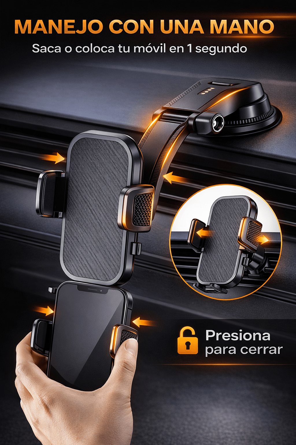 Soporte para Móvil de Coche Universal – Fijación Segura y Ajustable - M501 AUTO